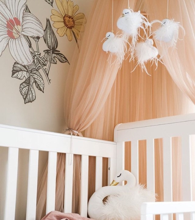 White Swan Mobile in Tulle & Feathers