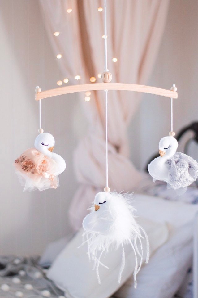 Rose Gold & Grey Swan Mobile