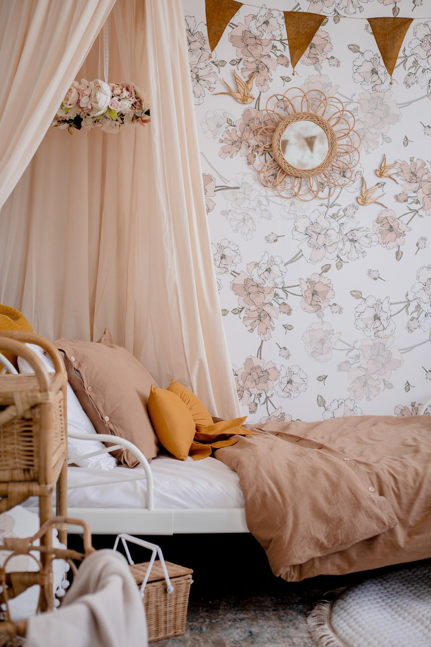 Flower Chandelier in Earthy pinks & Whites