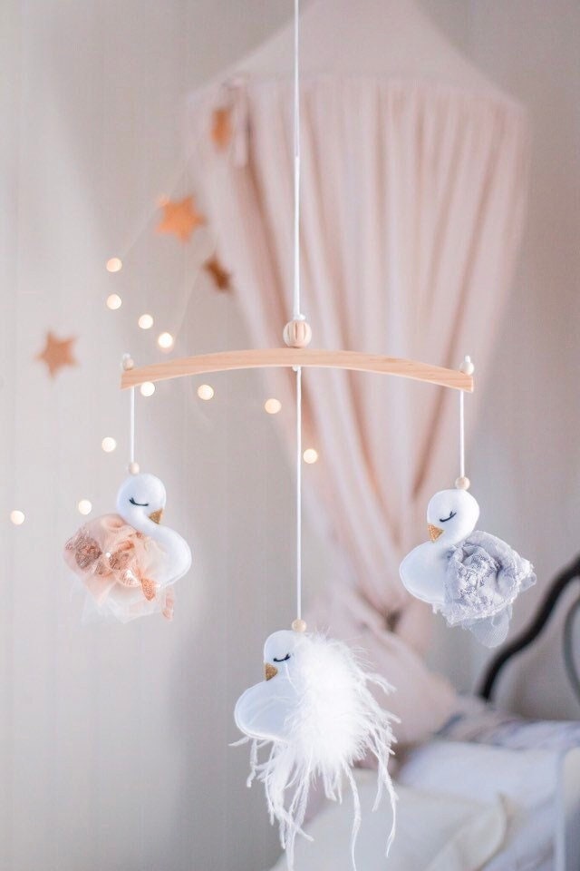 Rose Gold & Grey Swan Mobile