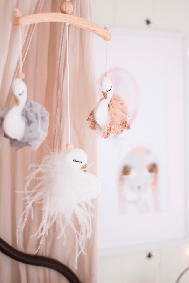 Rose Gold & Grey Swan Mobile