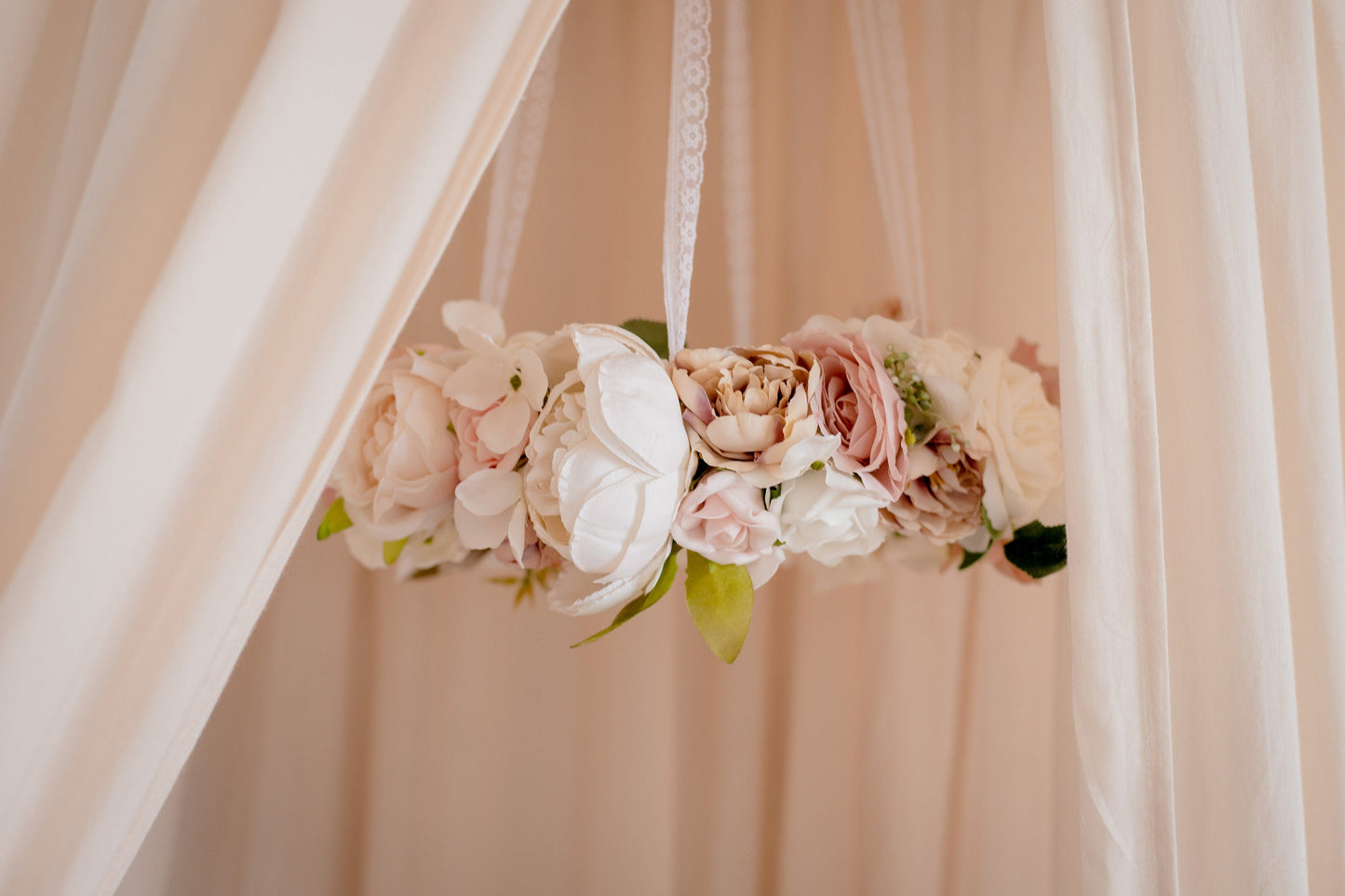 Flower Chandelier in Earthy pinks & Whites