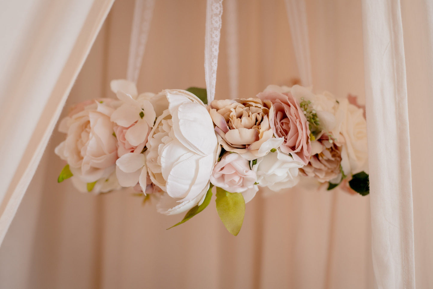 Flower Chandelier in Earthy pinks & Whites