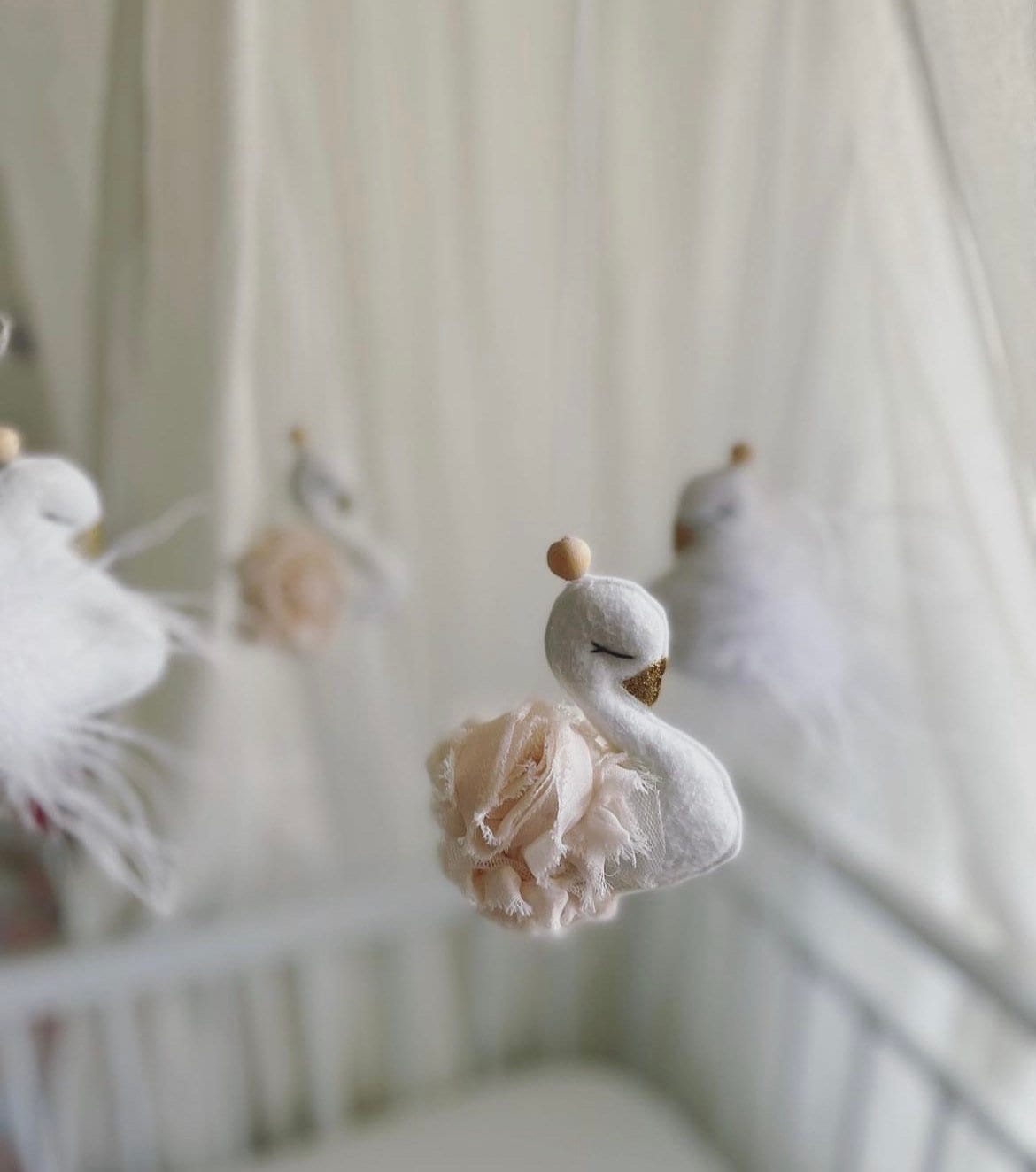 Champagne & White Swan Mobile