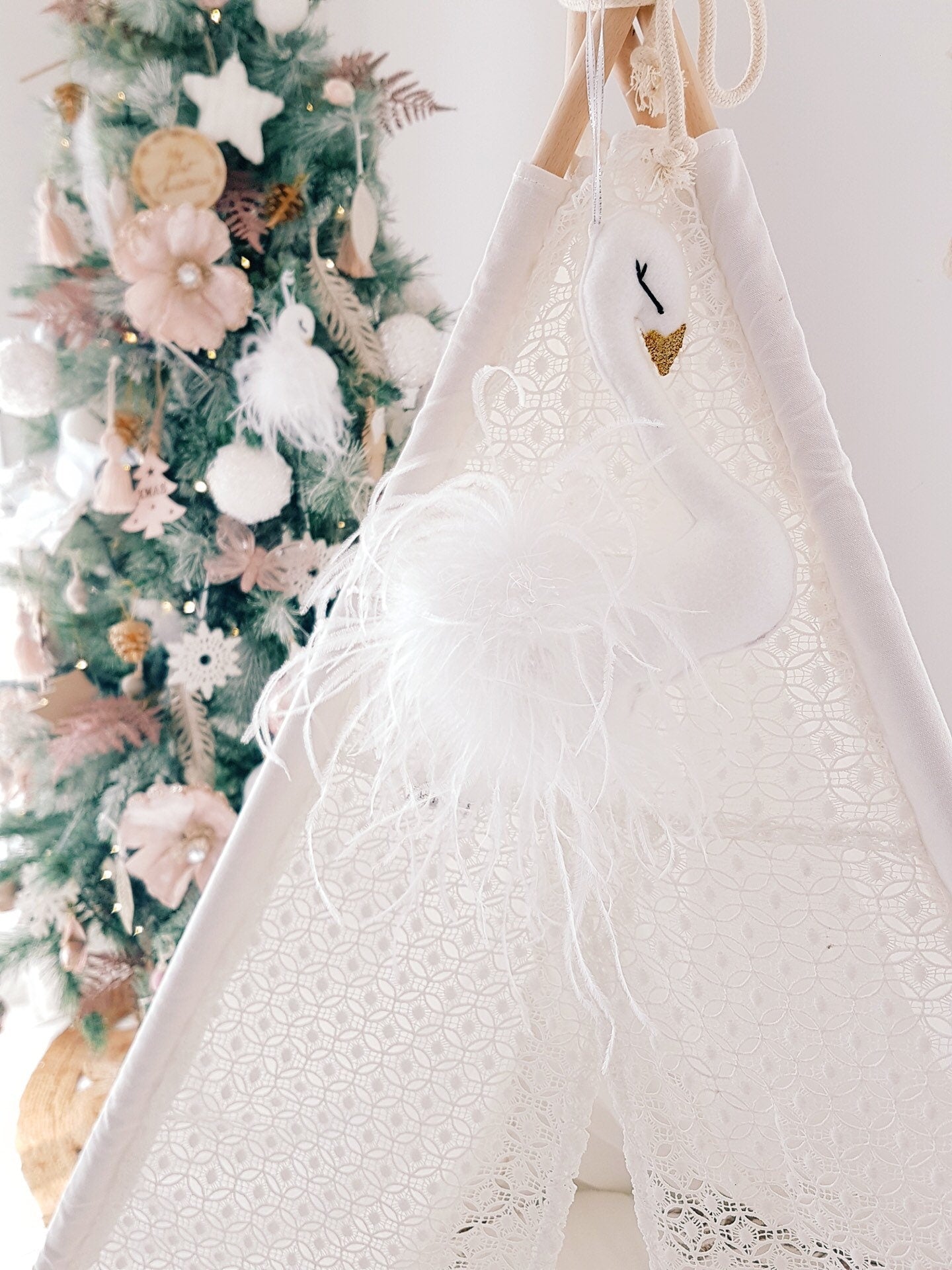 Hanging White Swan Mobile