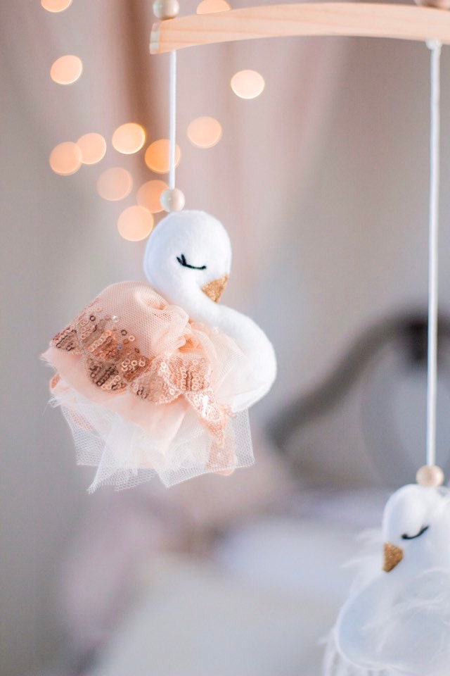 Rose Gold & Grey Swan Mobile