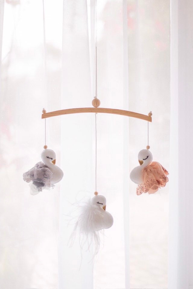 Rose Gold & Grey Swan Mobile